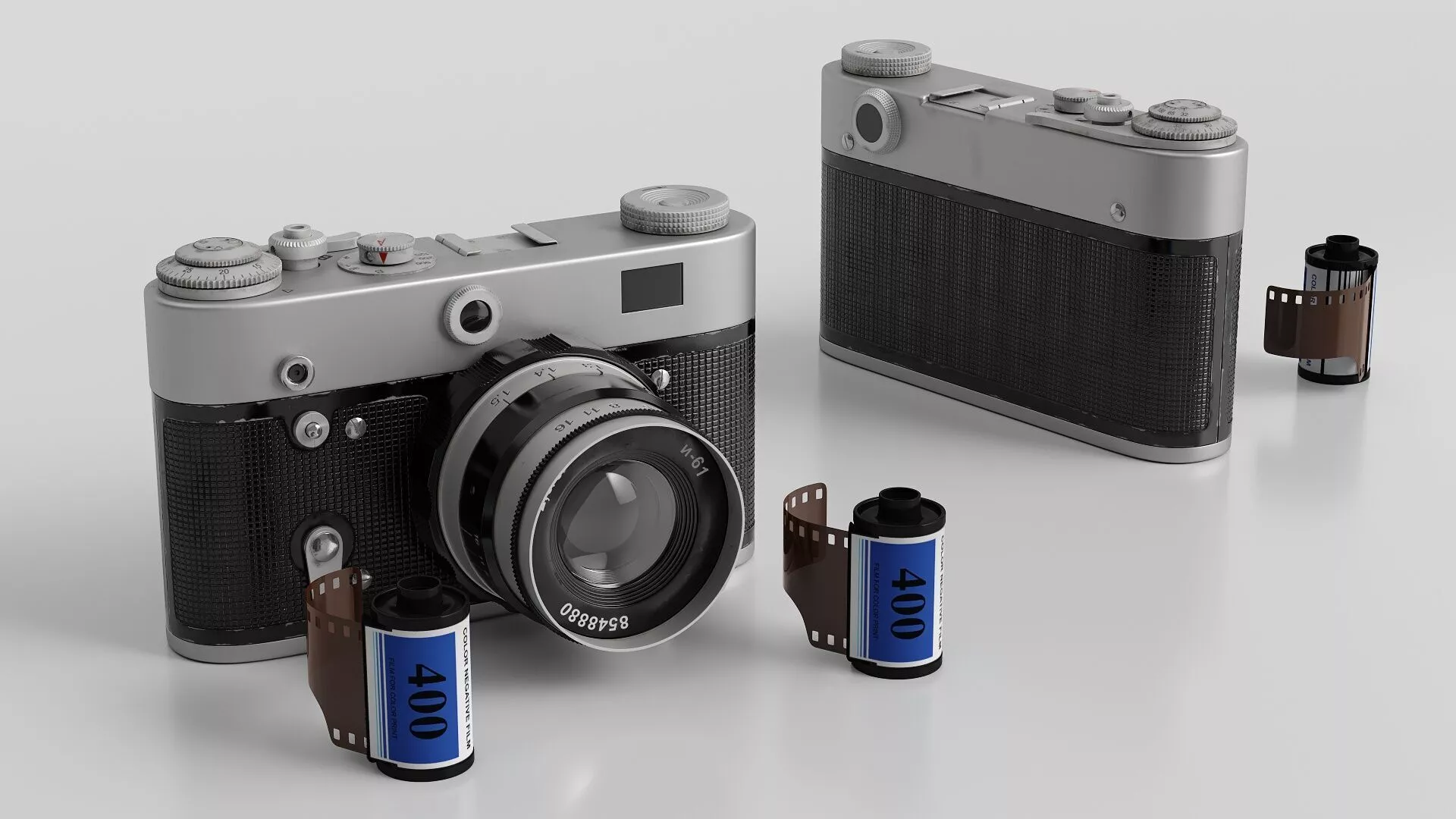 Vintage Camera with Film Rolls Fure Fur 3D model