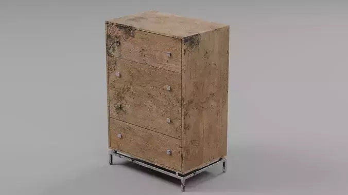 Vintage Rustic Wood Chest of Drawers 01 - Contemporary Tallboy