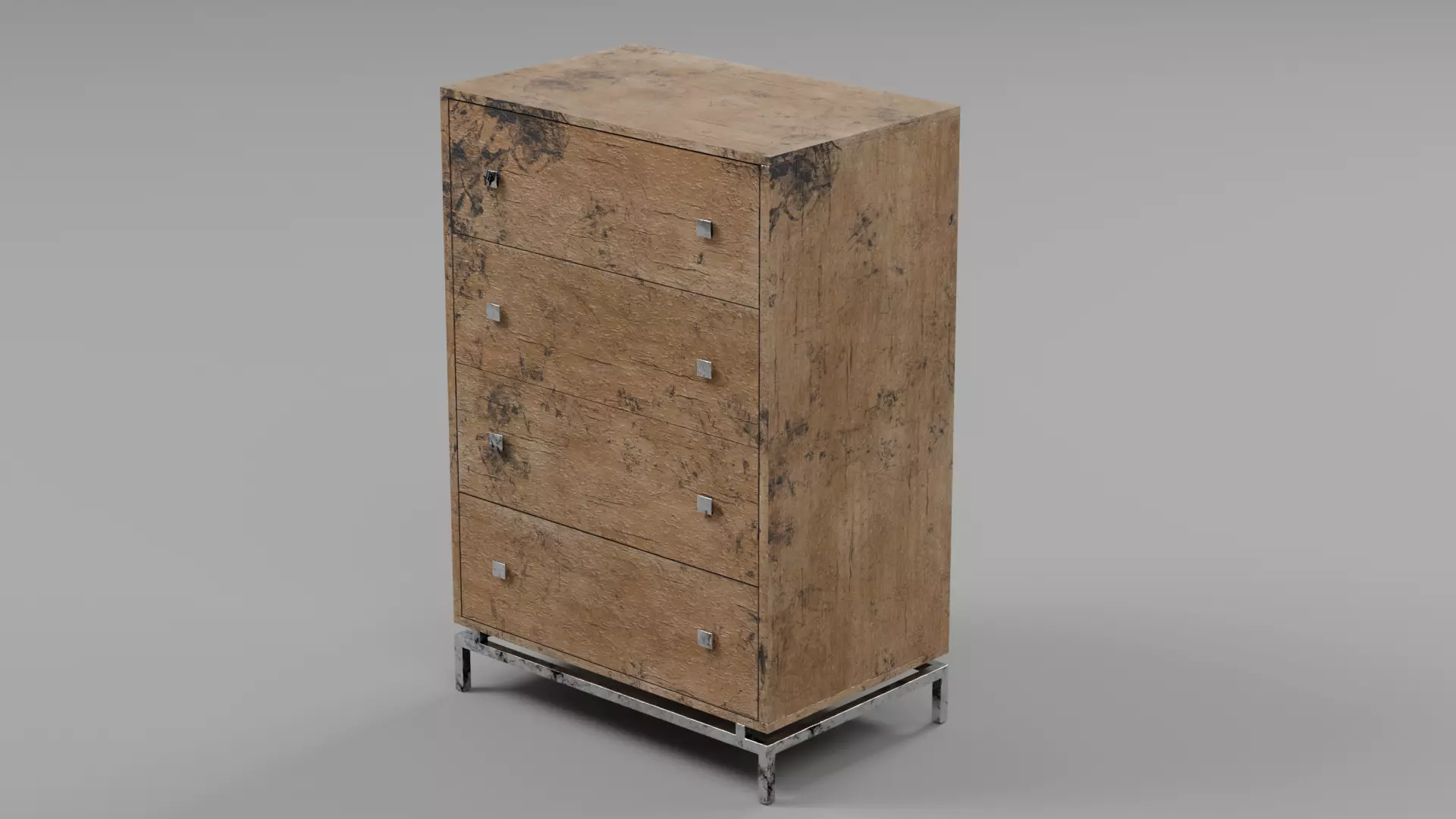 Vintage Rustic Wood Chest of Drawers 01 - Contemporary Tallboy Low-poly 3D model