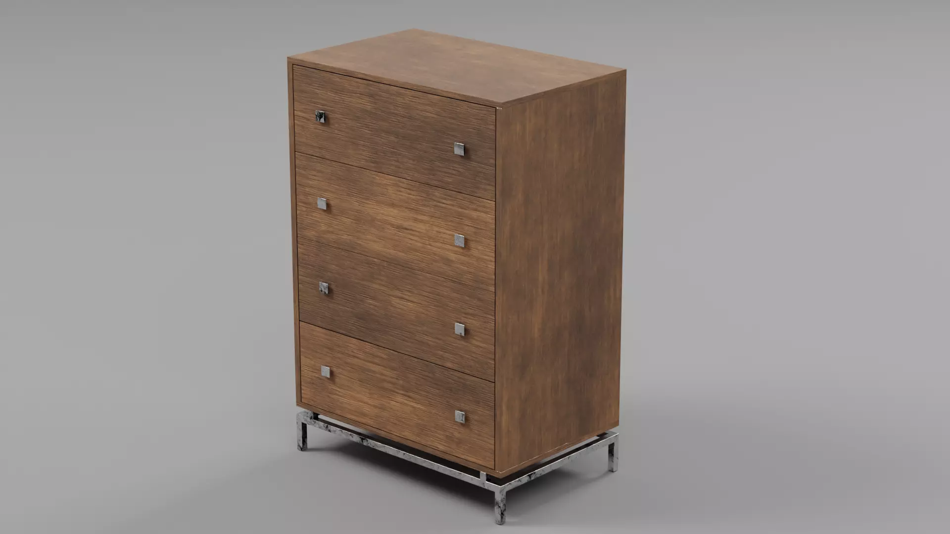 Vintage Rustic Wood Chest of Drawers 02 - Contemporary Tallboy Low-poly 3D model