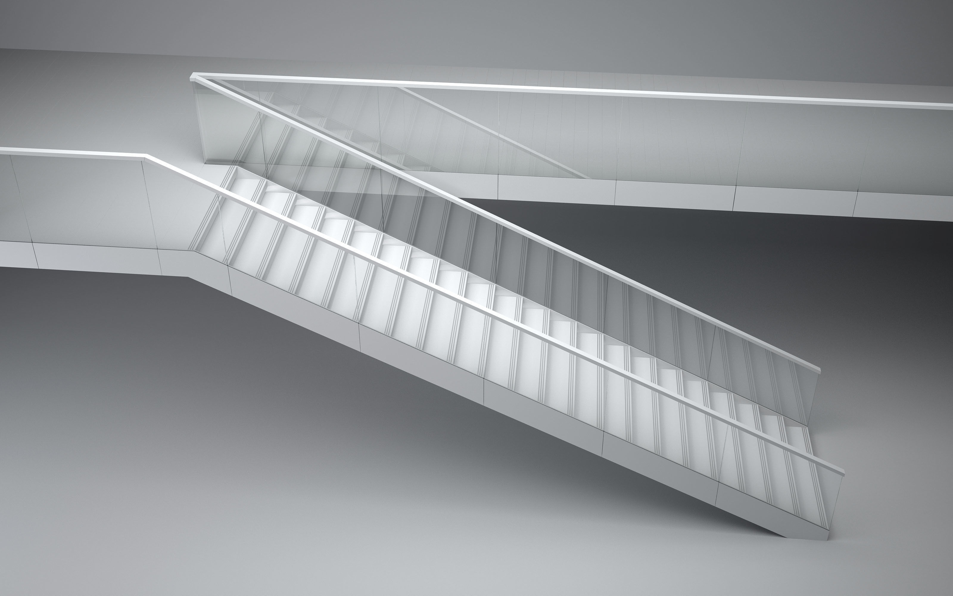 Brass and glass staircase 3D model_3