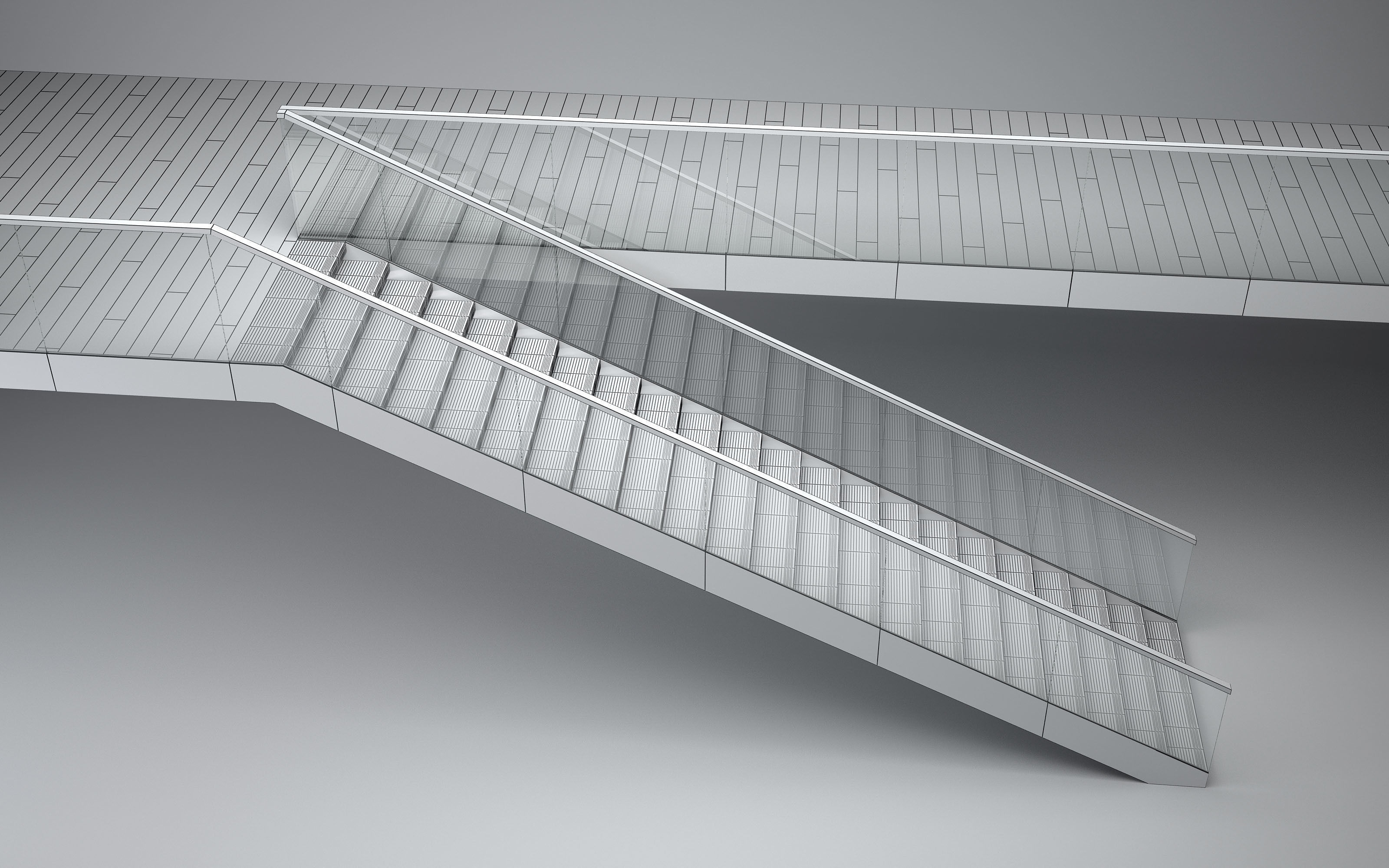 Brass and glass staircase 3D model_4