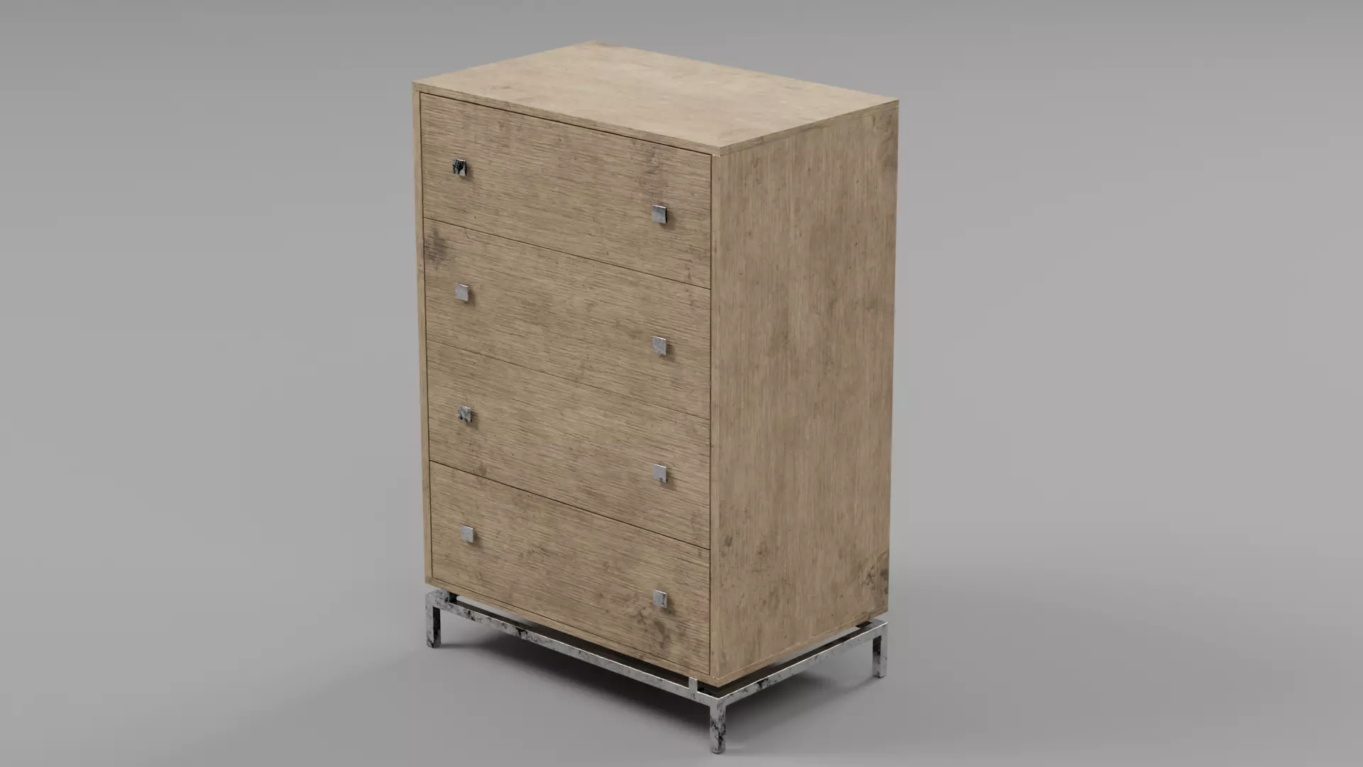 Vintage Rustic Wood Chest of Drawers 03 - Contemporary Tallboy Low-poly 3D model