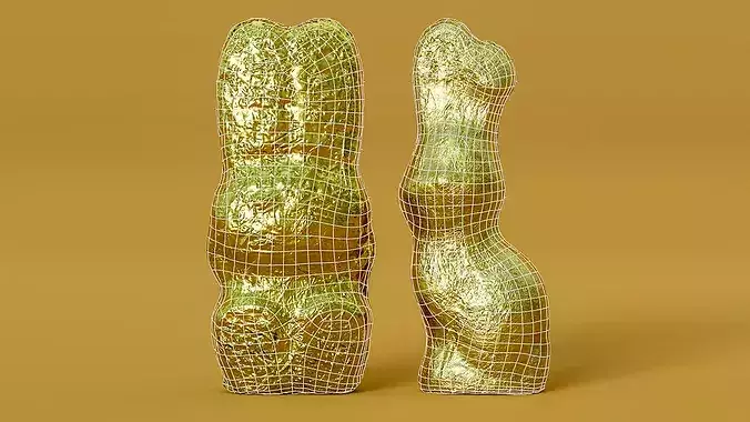 Gold Foil Easter Bunny Chocolate Figurines Photogrammetry Scan 3D model 2