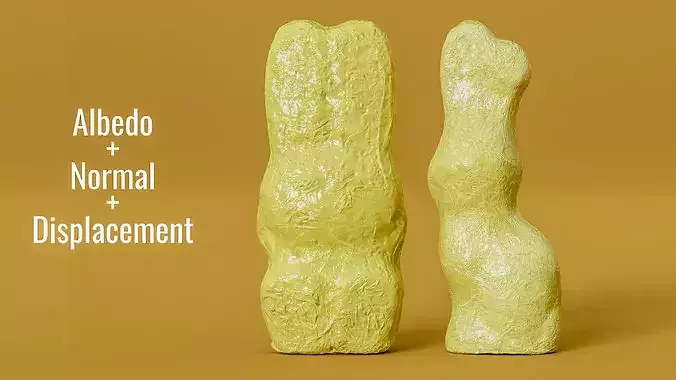 Gold Foil Easter Bunny Chocolate Figurines Photogrammetry Scan 3D model 6