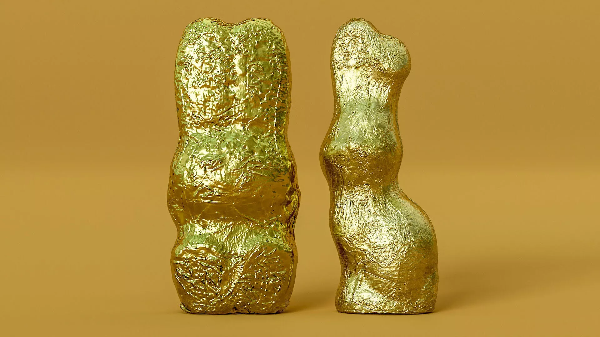 Gold Foil Easter Bunny Chocolate Figurines Photogrammetry Scan 3D model