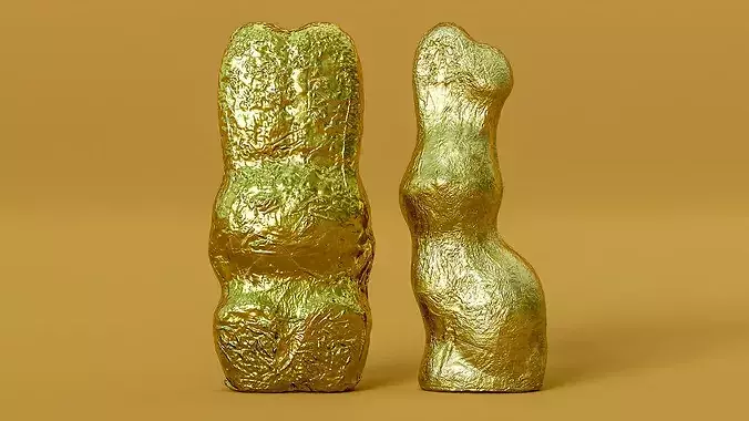 Gold Foil Easter Bunny Chocolate Figurines Photogrammetry Scan 3D model