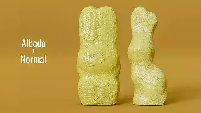 Gold Foil Easter Bunny Chocolate Figurines Photogrammetry Scan 3D model 5
