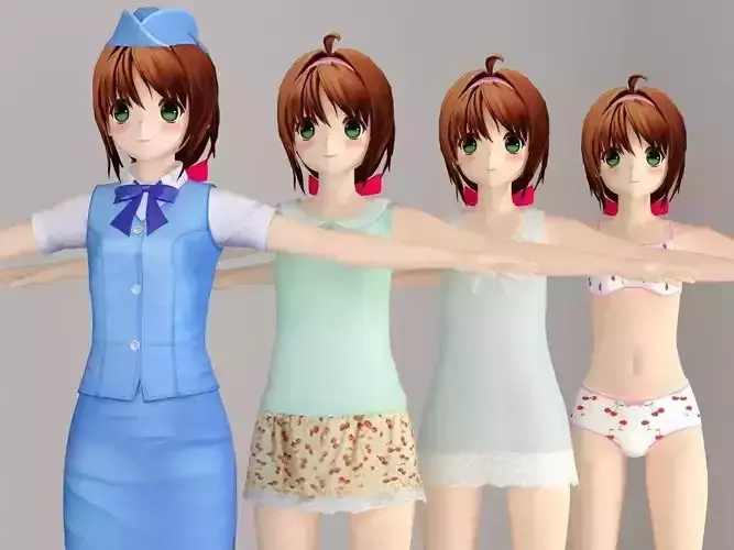 T pose nonriged model of Karin anime girl  3D model