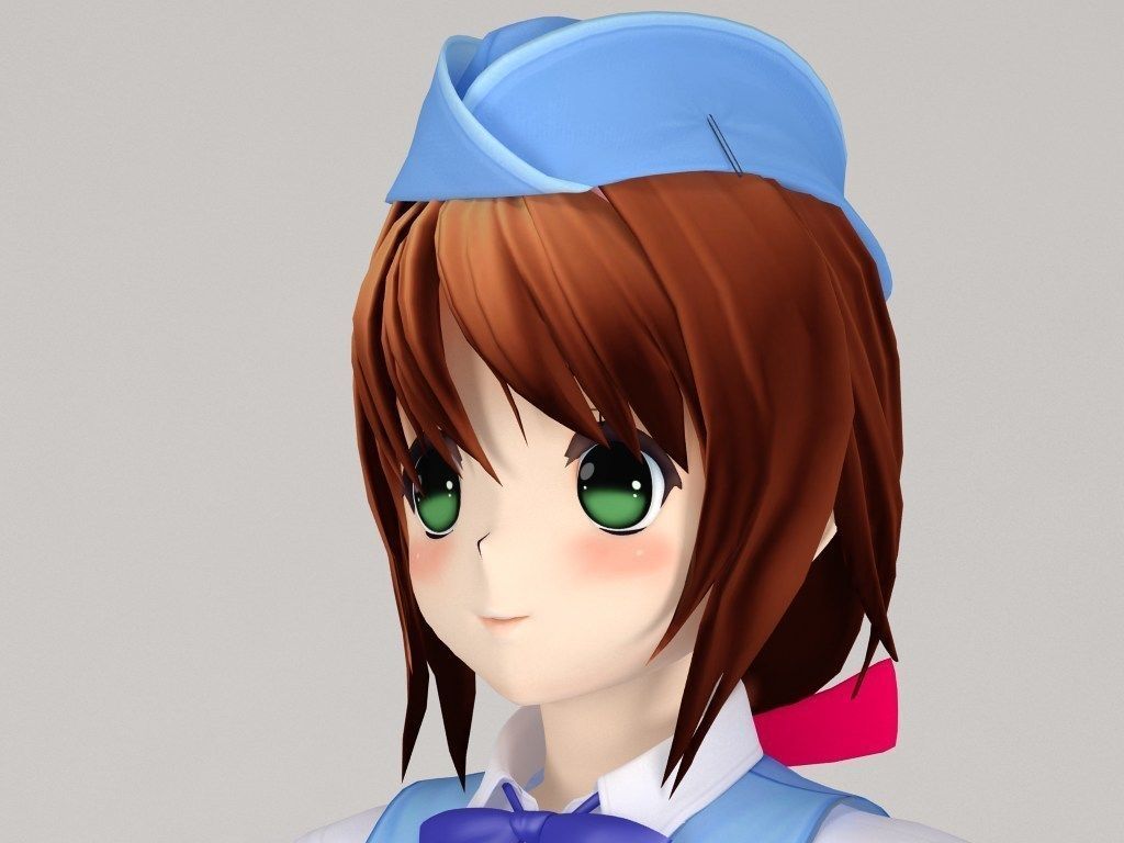 T pose rigged model of Karin anime girl 3D model_3