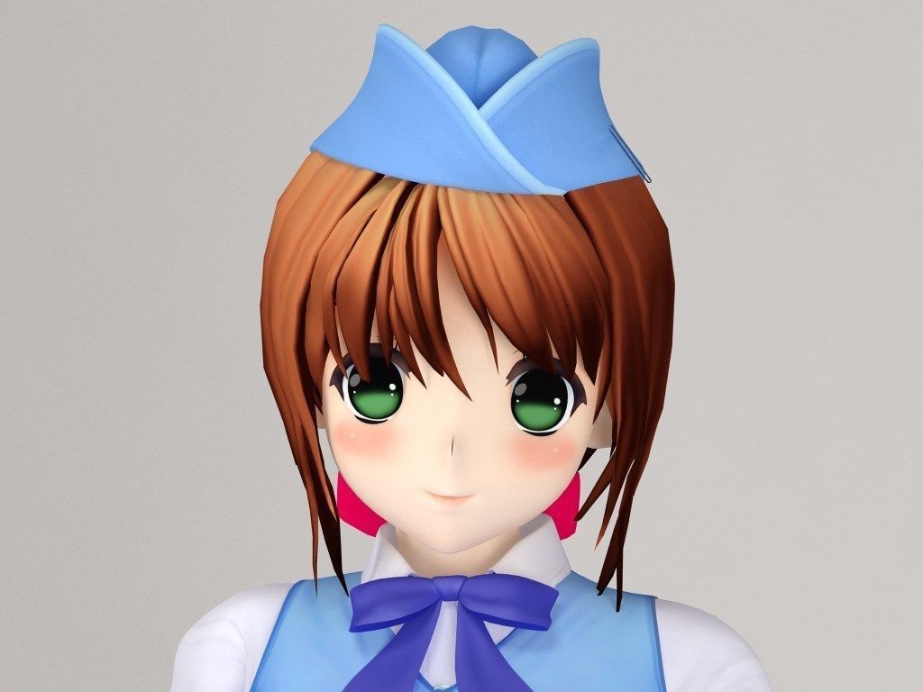 Karin anime girl pose 1 3D model_1