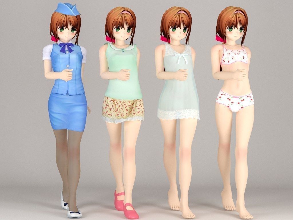 Karin anime girl pose 1 3D model_3