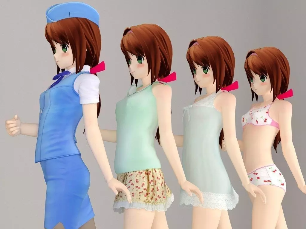 Karin anime girl pose 1 3D model_0