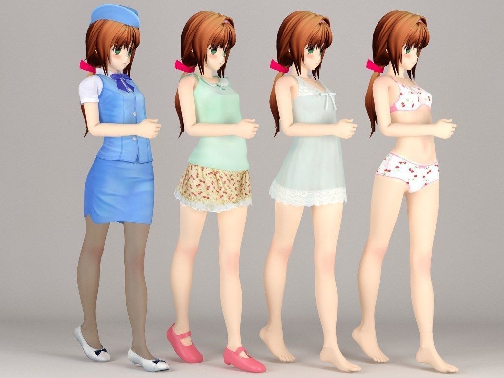Karin anime girl pose 1 3D model_6