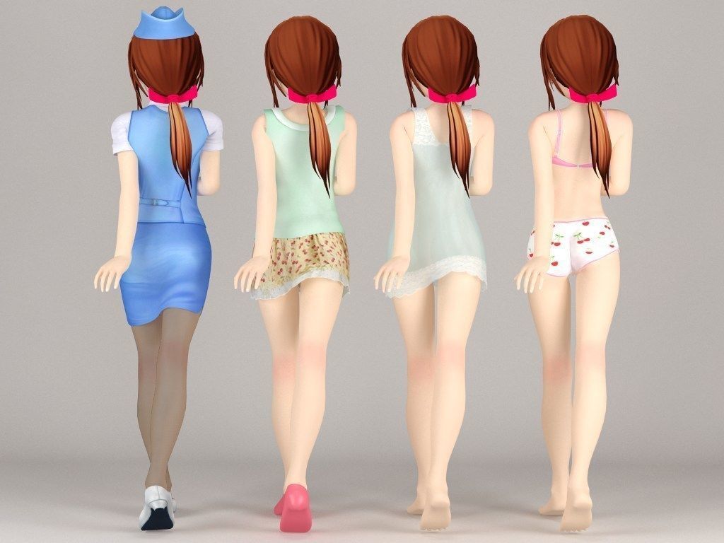 Karin anime girl pose 1 3D model_4