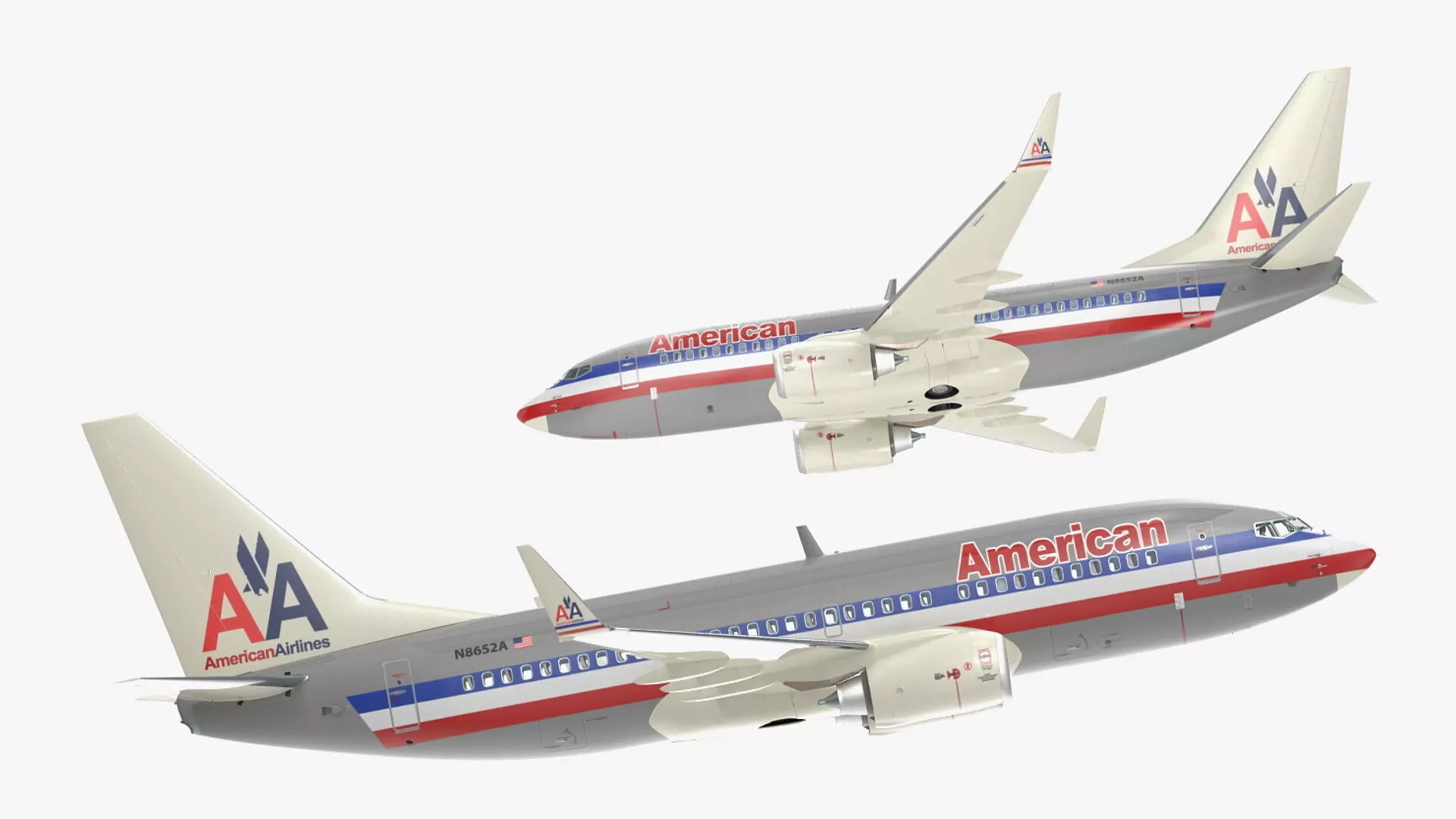 American Airlines Boeing 737-700 with Interior Rigged Cinema 4D 3D model