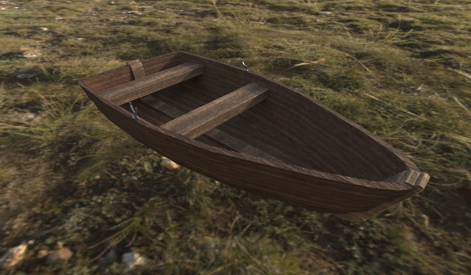Wooden Row Boat Low-poly 3D model_0