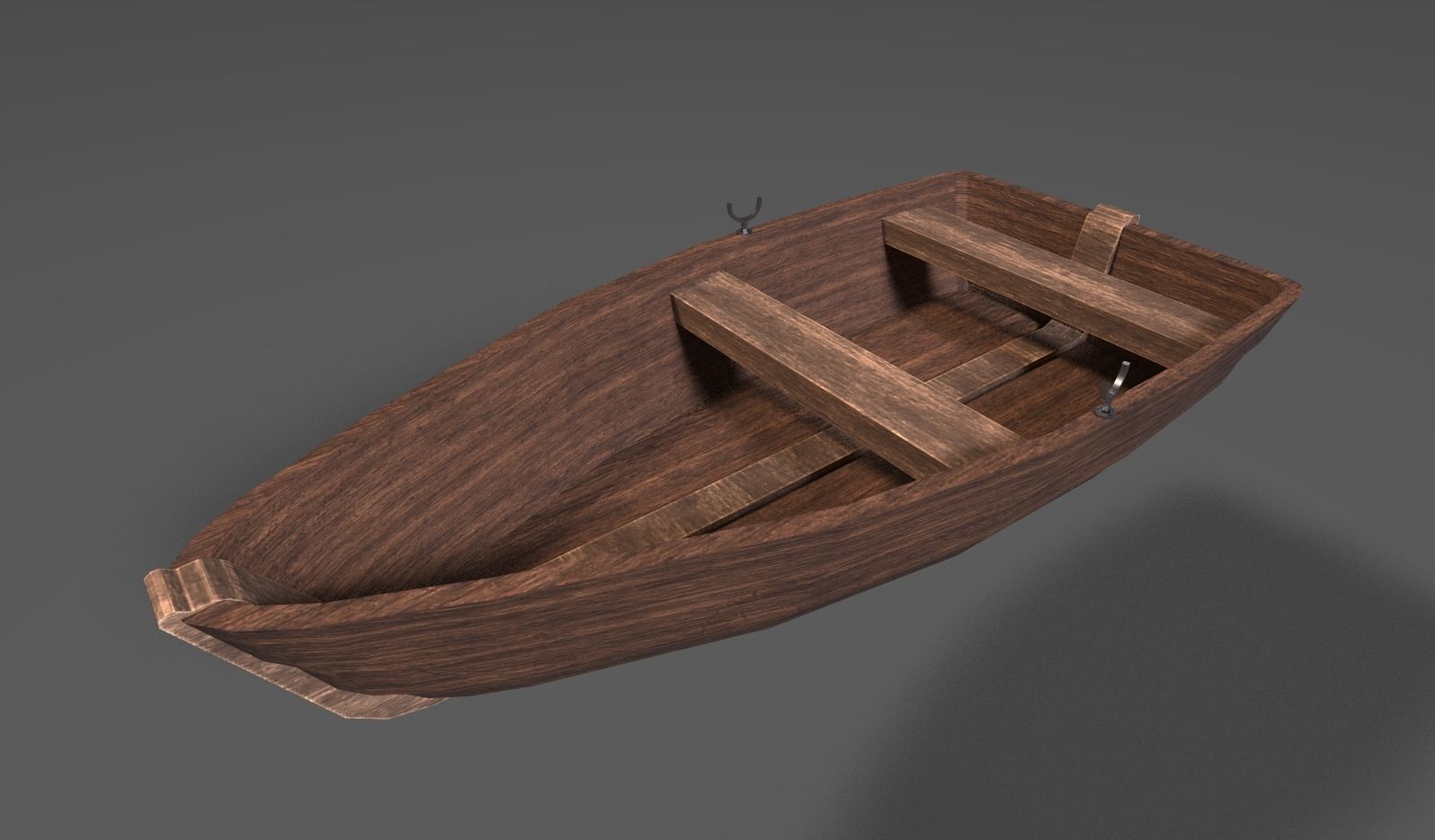 Wooden Row Boat Low-poly 3D model_1