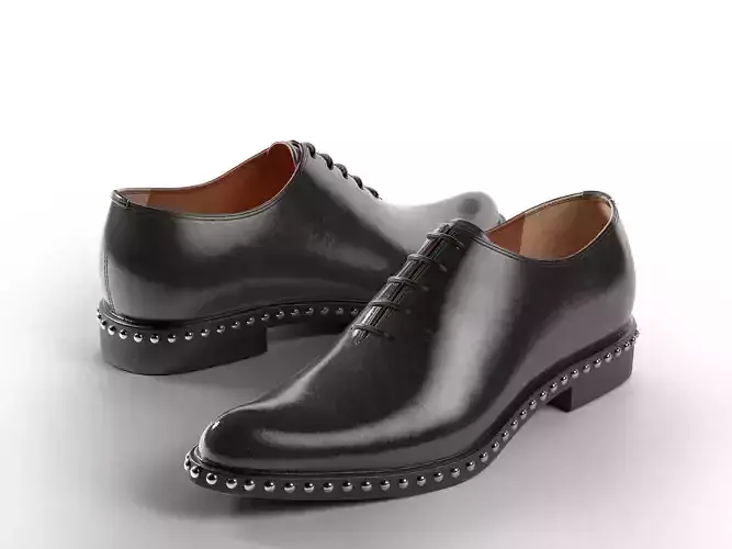 Studded Brushed Leather Oxford Shoes