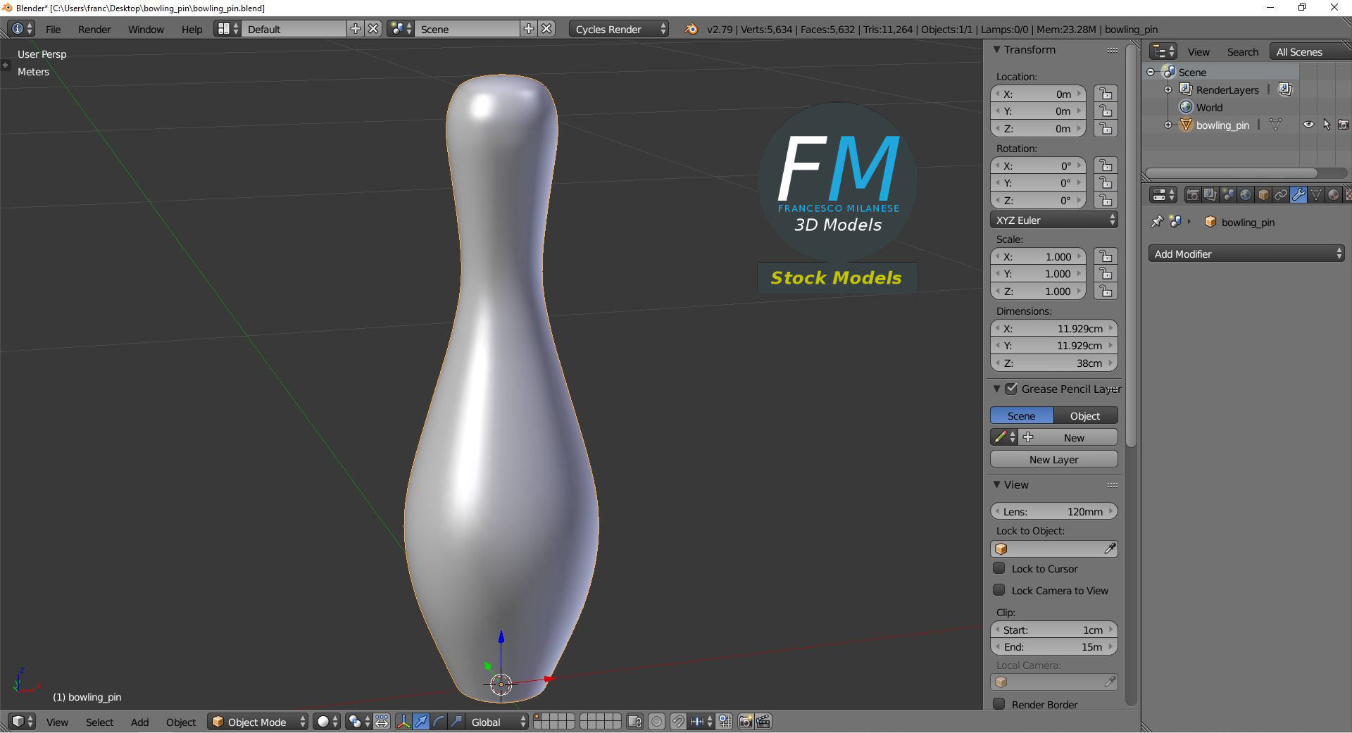 Bowling pin 3D model_9