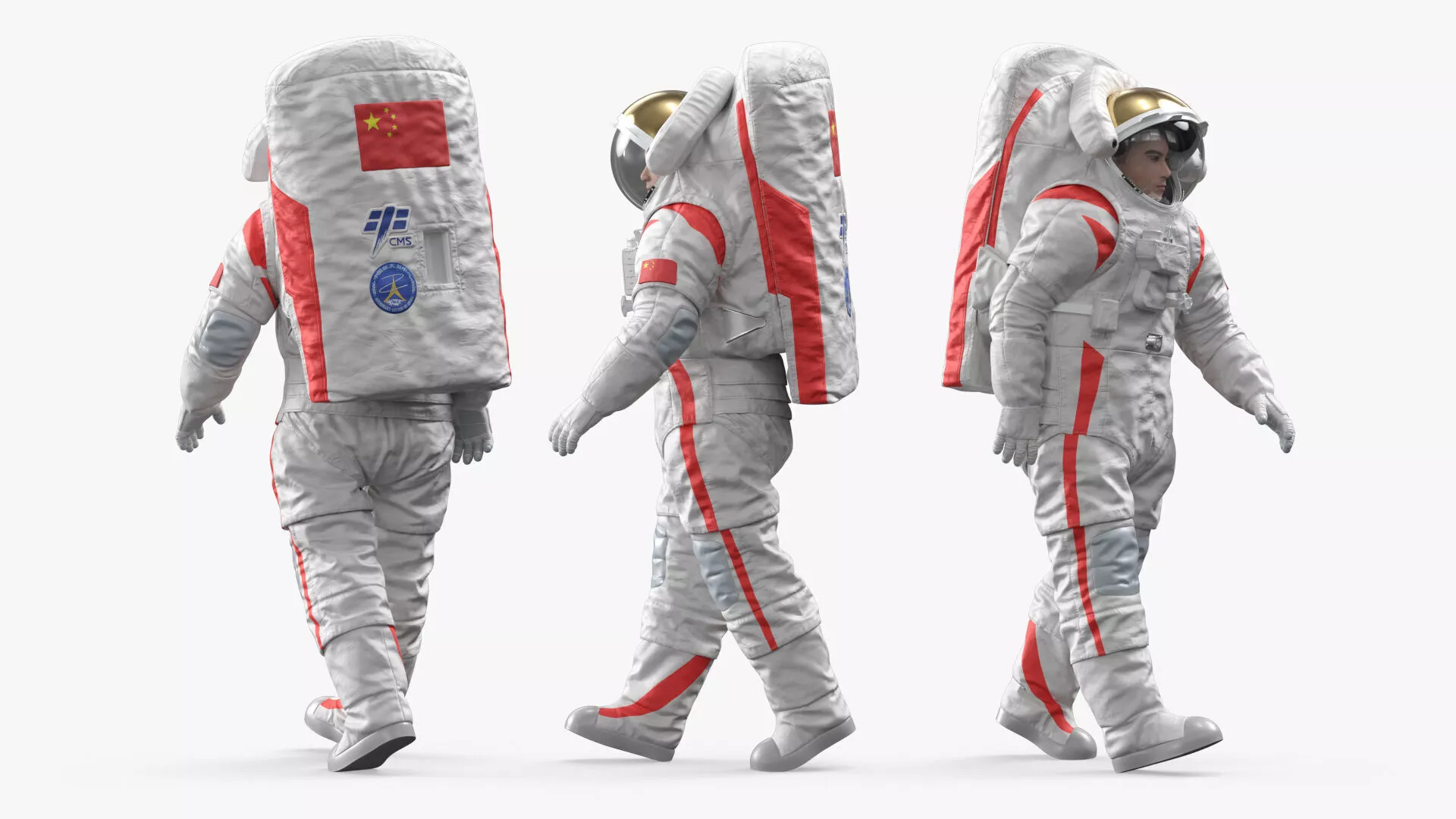 Spacesuit for China Moon Mission Fur Rigged 3D model