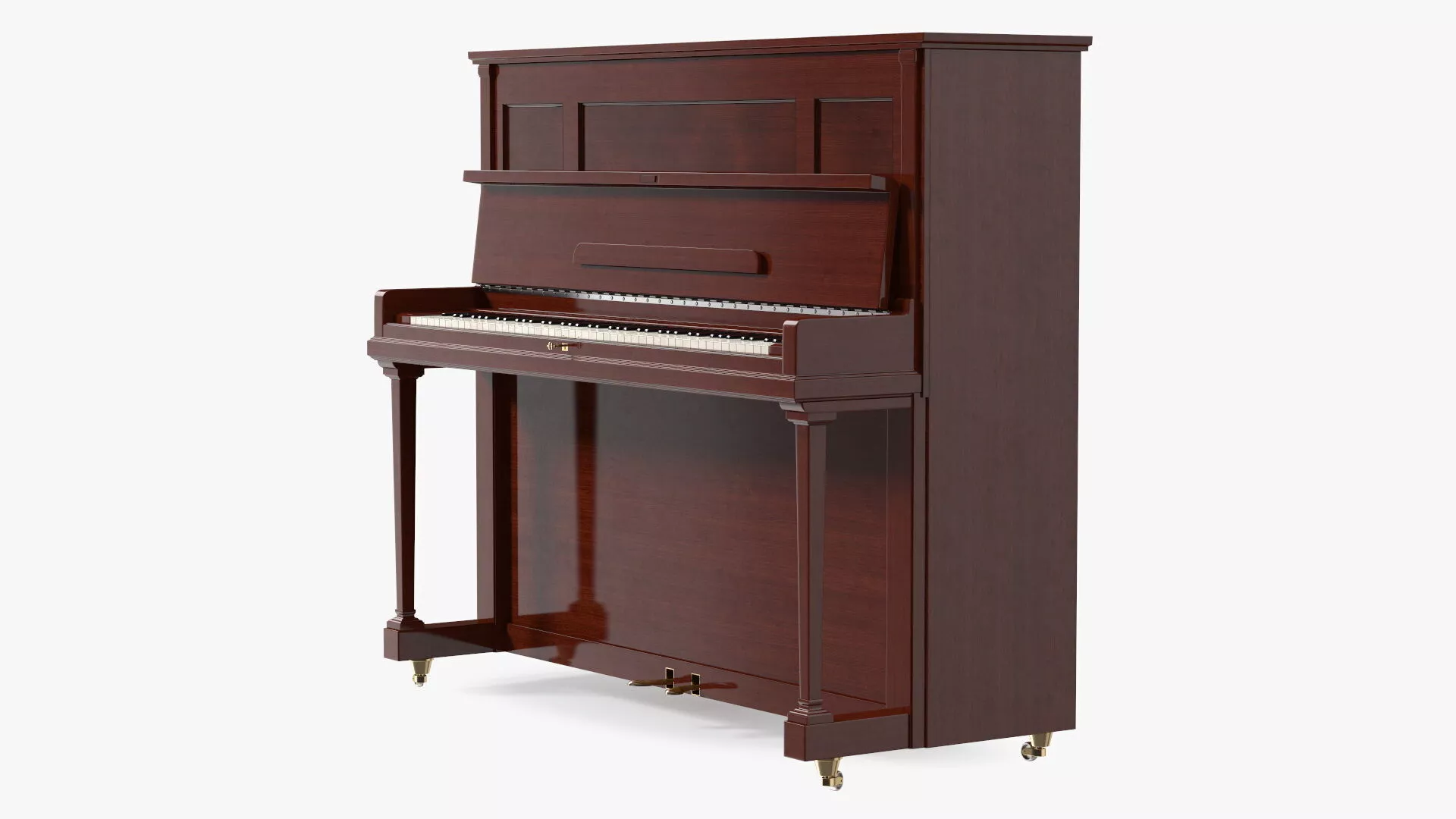 Red Upright Piano Rigged for Cinema 4D 3D model