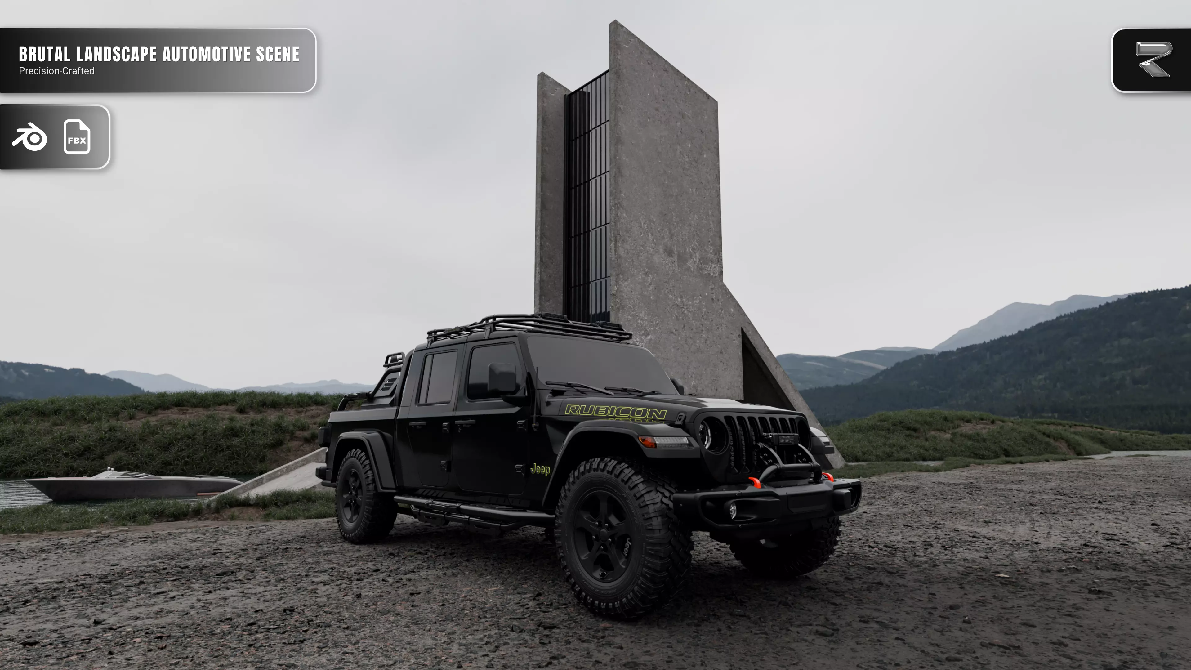 Brutal Landscape Automotive Scene Project File 3D model