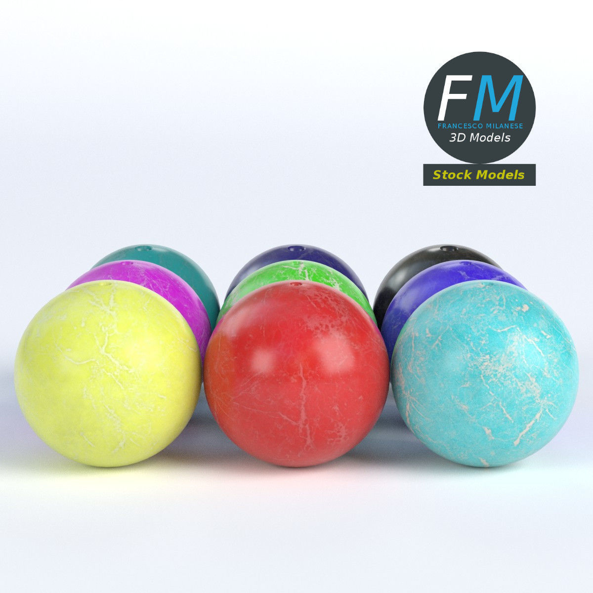 Bowling balls 3D model_3