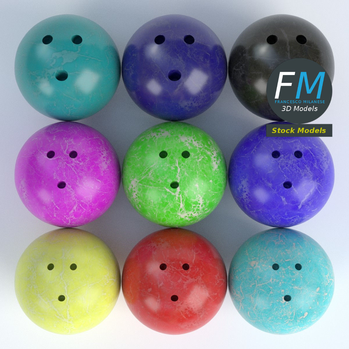 Bowling balls 3D model_6