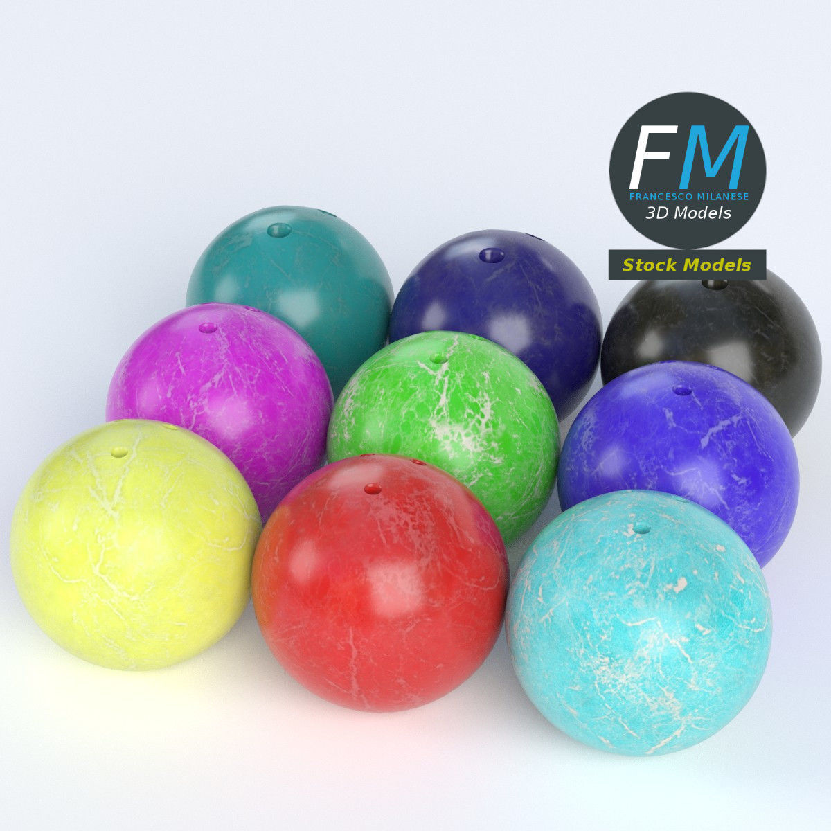 Bowling balls 3D model_2