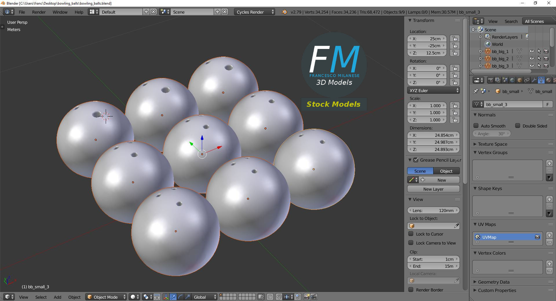 Bowling balls 3D model_9