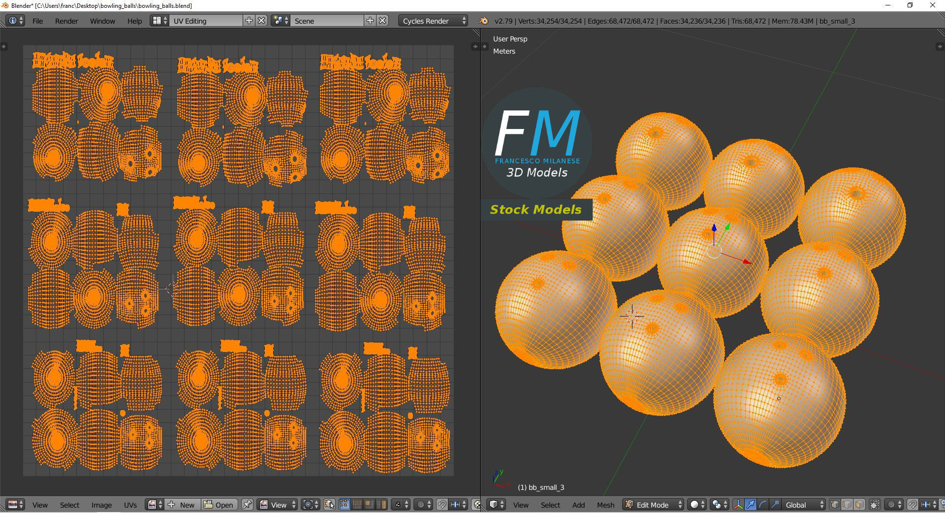 Bowling balls 3D model_10