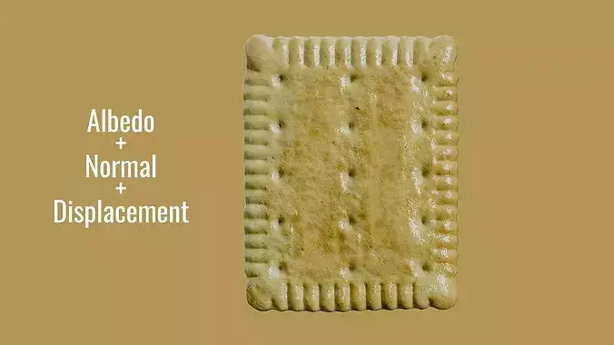 Rectangular Butter Biscuit Photogrammetry Scan - PBR Lowpoly Low-poly 3D model 5