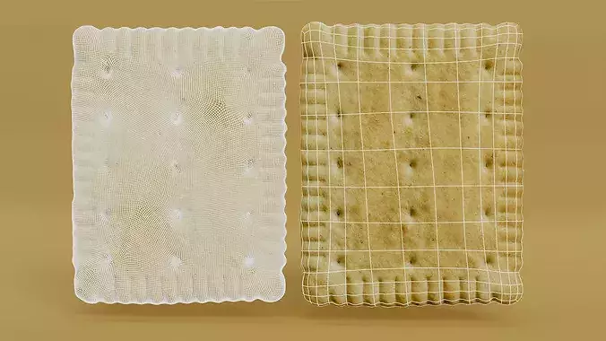 Rectangular Butter Biscuit Photogrammetry Scan - PBR Lowpoly Low-poly 3D model 2