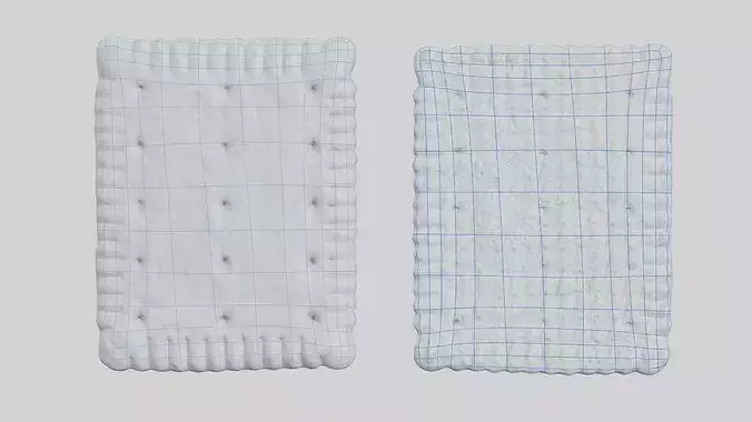 Rectangular Butter Biscuit Photogrammetry Scan - PBR Lowpoly Low-poly 3D model 7