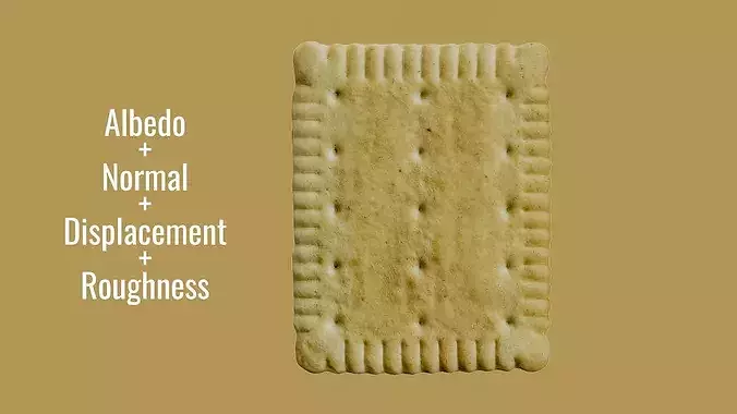 Rectangular Butter Biscuit Photogrammetry Scan - PBR Lowpoly Low-poly 3D model 6