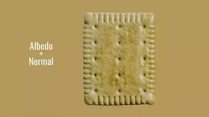 Rectangular Butter Biscuit Photogrammetry Scan - PBR Lowpoly Low-poly 3D model 4
