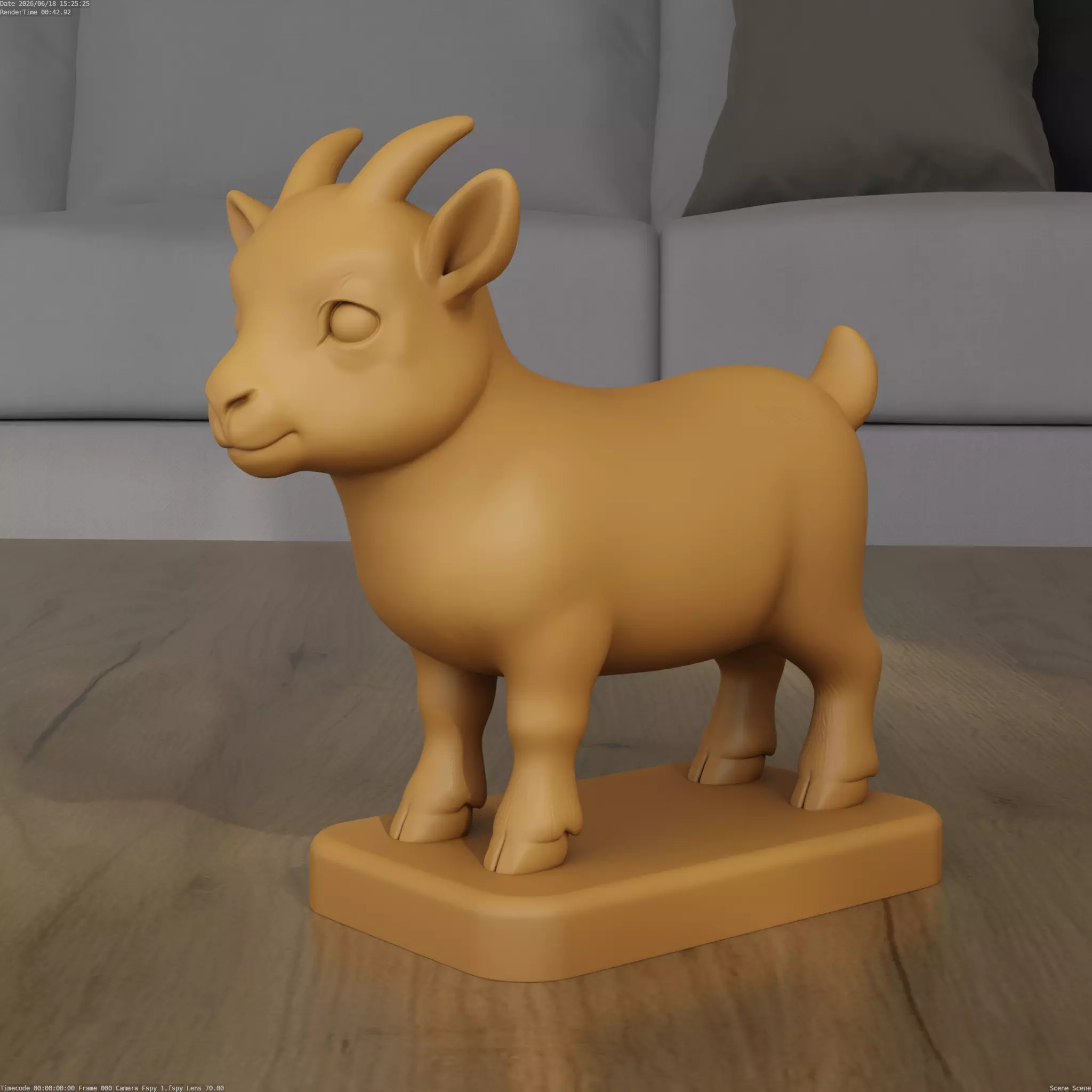 Cute Baby Goat 3D Printable STL Model Separated Base 3D print model