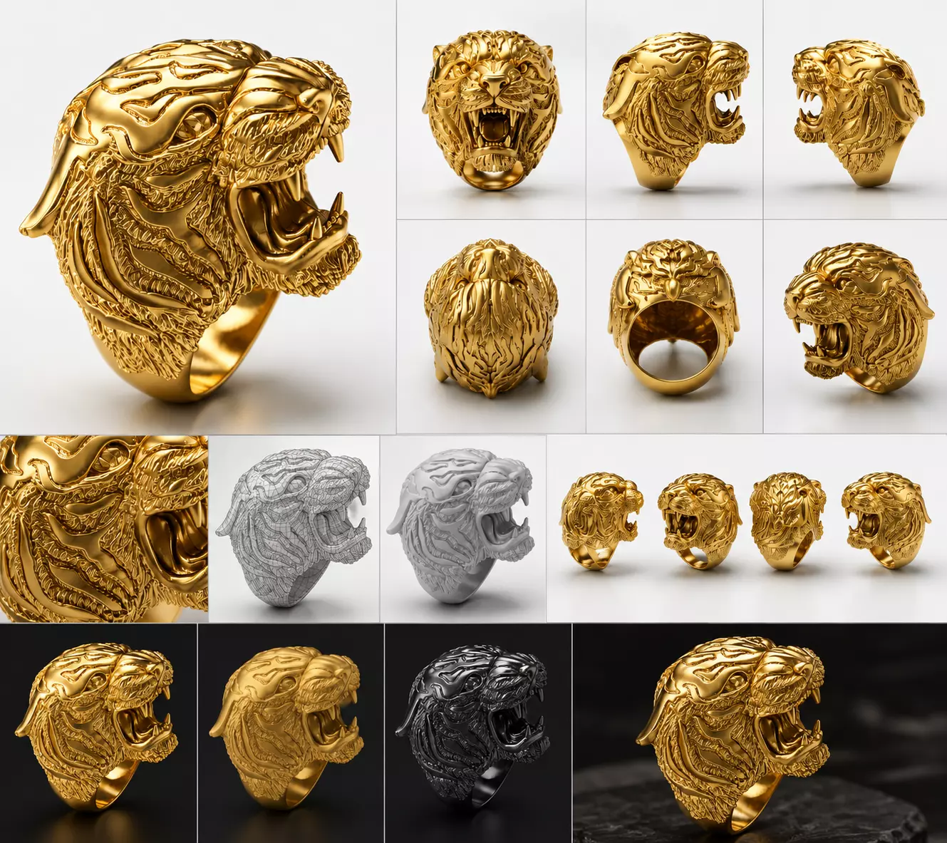 Tiger Head Ring 3D print model