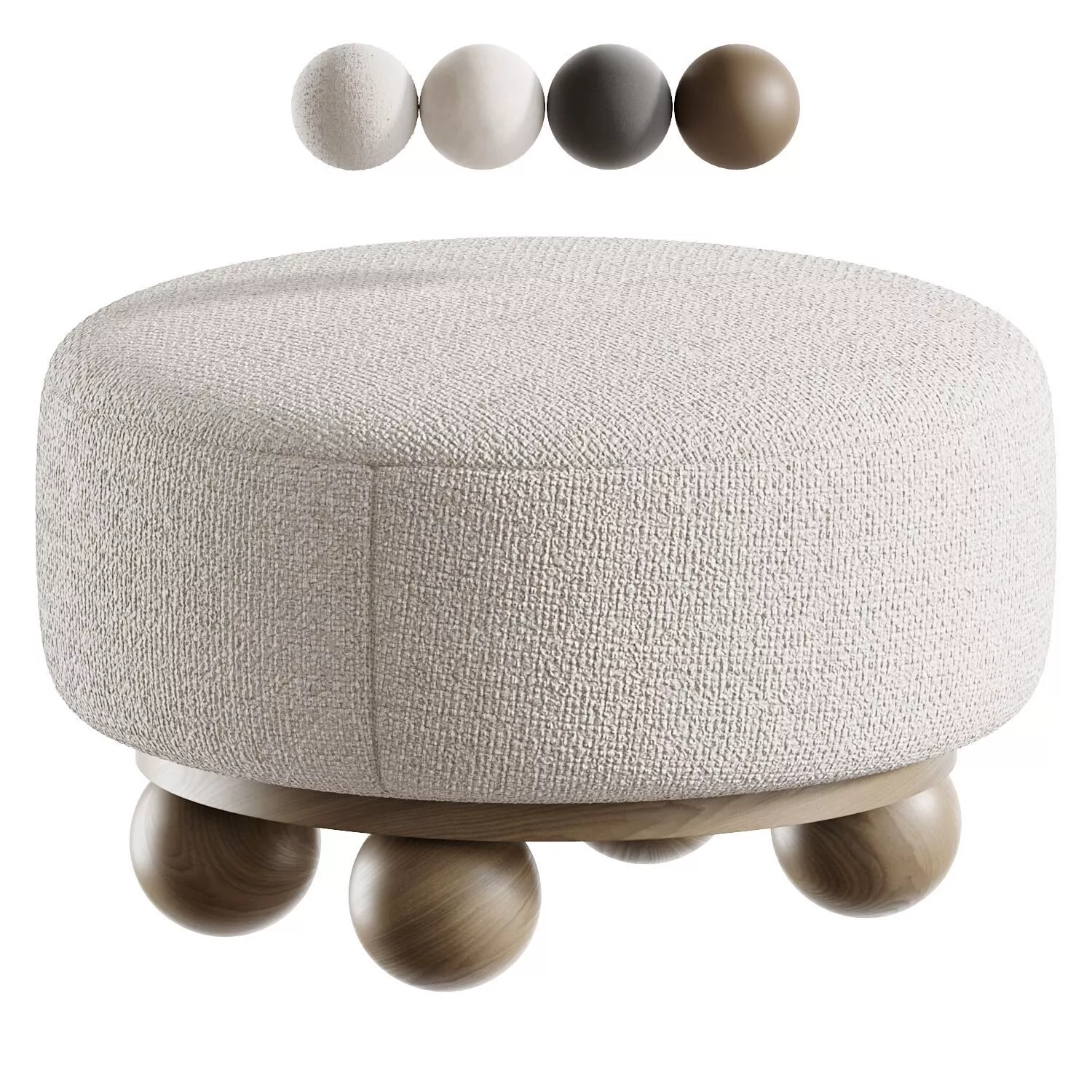 Form of Inspiration Pouf with Round Legs 3D model