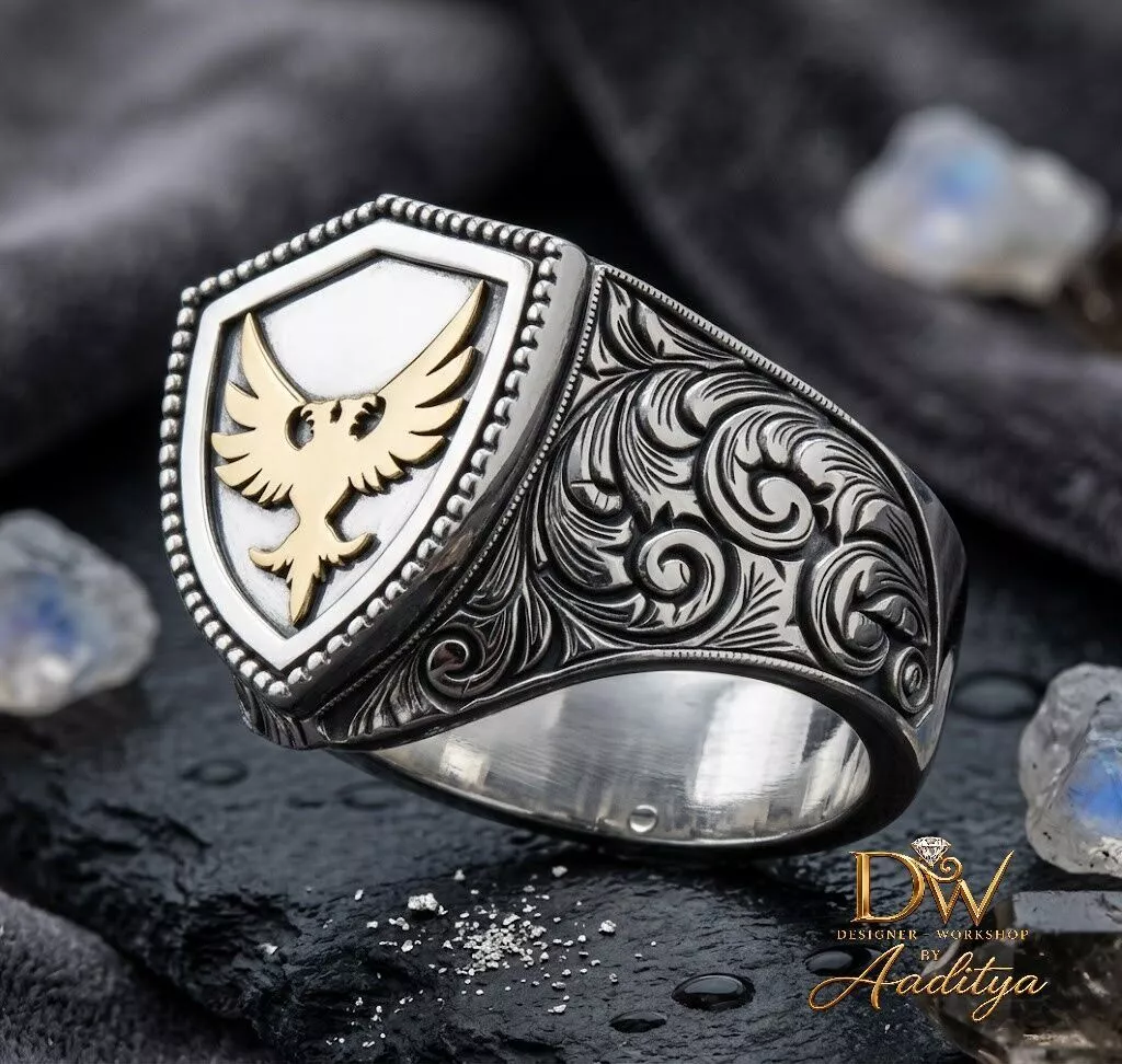Heraldic Eagle Phoenix Style Ring 3D print model