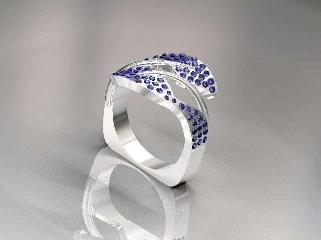 Leaf ring  pave setting European square shank