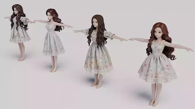 Floral Dresses Female Character