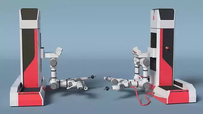 Automated Fuel Dispensing Robot Red 3D model 4