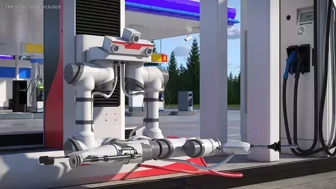 Automated Fuel Dispensing Robot Red 3D model 3