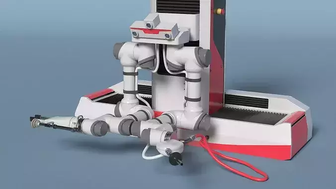 Automated Fuel Dispensing Robot Red 3D model 5