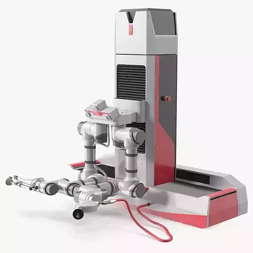 Automated Fuel Dispensing Robot Red 3D model 7