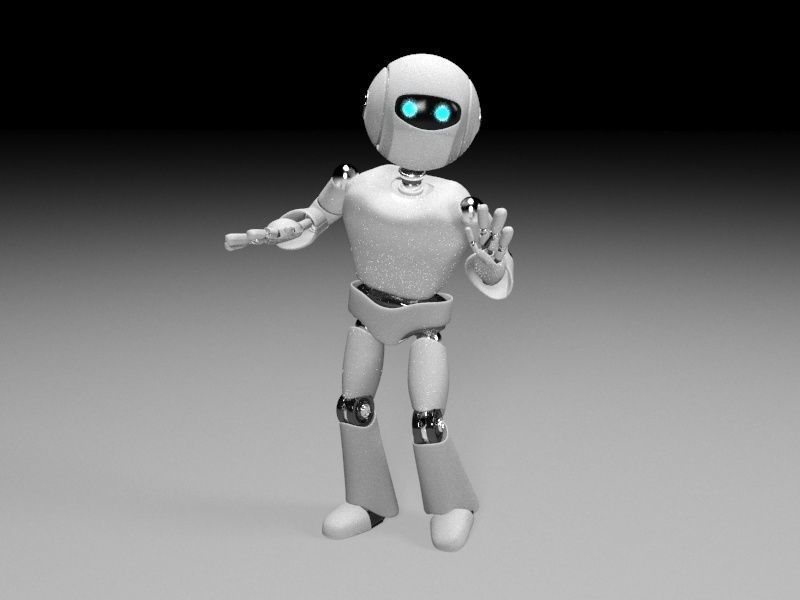 Rigged robot character Low-poly 3D model_1