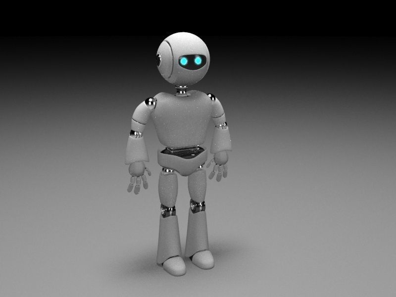 Rigged robot character Low-poly 3D model_3