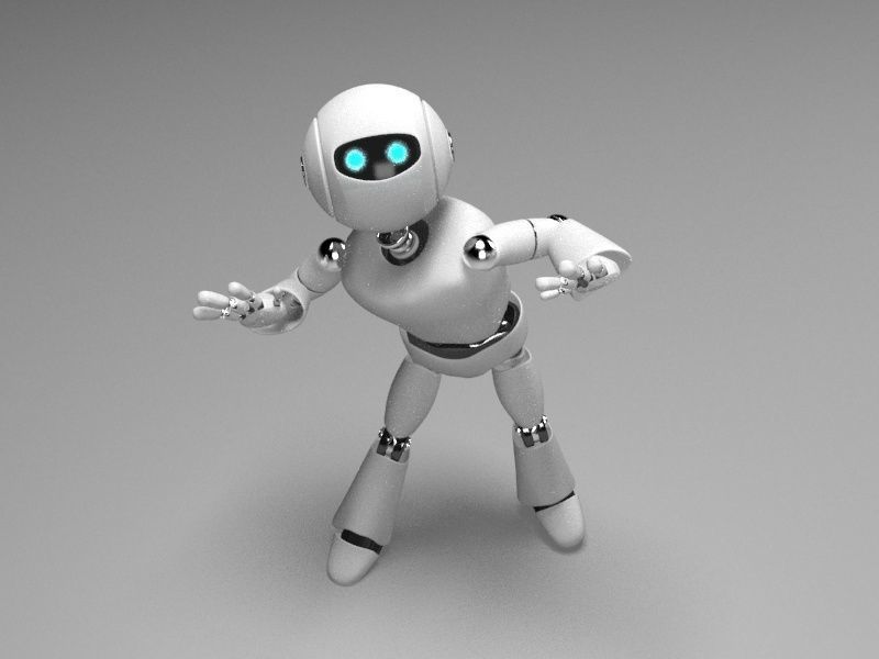 Rigged robot character Low-poly 3D model_2